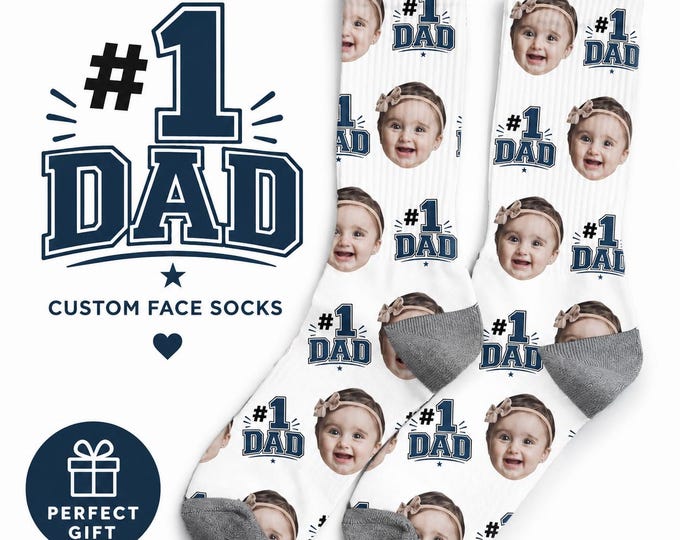 Custom Face Socks for Dad – Personalized #1 Dad Photo Gift