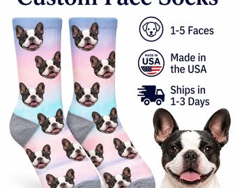 Personalized Pet Face Crew Socks – Custom Dog or Cat Photo Socks