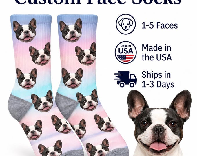 Personalized Pet Face Crew Socks – Custom Dog or Cat Photo Socks