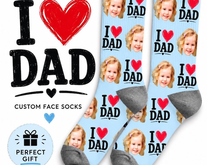 Custom Face Socks Personalized Photo Socks Funny Gift for Dad Grandpa Husband Boyfriend