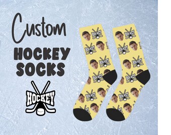 Hockey Socks Custom Face Socks -Custom Photo Sock, Custom Socks, Personalized Socks,  Picture Socks, Fathers Day Gift, Graduation
