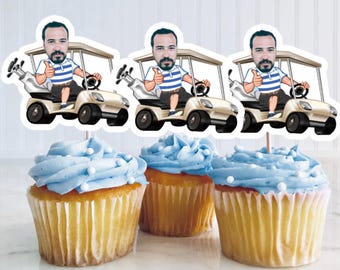Custom Golf  Cupcake Toppers - Custom Birthday Party Cupcake Toppers, Golf Toppers, Cake Muffin Topper, Cupcake Topper, Golfer, golf lover
