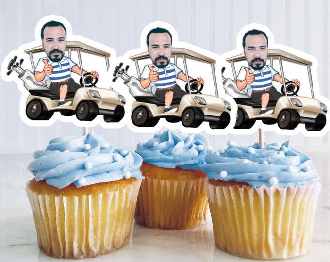 Custom Golf  Cupcake Toppers - Custom Birthday Party Cupcake Toppers, Golf Toppers, Cake Muffin Topper, Cupcake Topper, Golfer, golf lover
