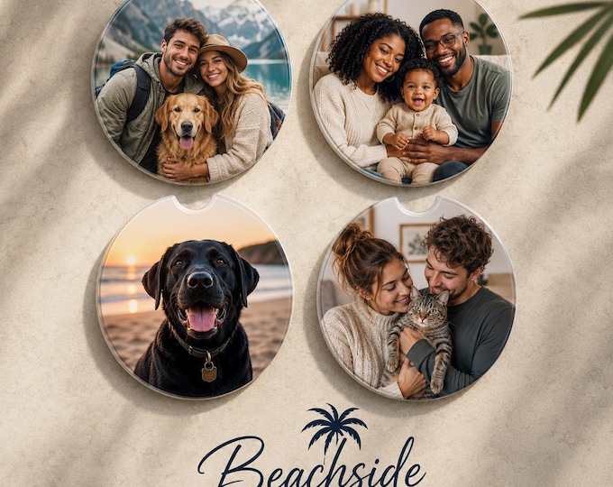 Personalized Photo Car Coasters: Neoprene or Ceramic, Set of 2