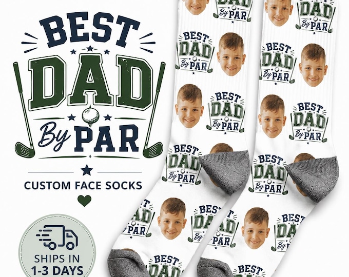 Custom Face Golf Socks: Dad By Par Personalized Father's Day Gift