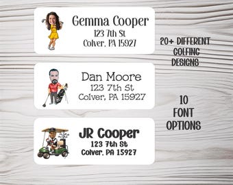 Funny Golfer Face Return Labels Personalized Golf Address Stickers  Custom Face Label Gift for Golfers  Return Address Labels