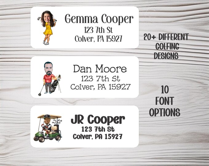 Funny Golfer Face Return Labels Personalized Golf Address Stickers  Custom Face Label Gift for Golfers  Return Address Labels