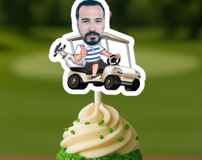 Custom Golf Caricature Cupcake Toppers – Personalized Party Decor for Golf Lovers | Unique Golf BirthdayRetirementEvent Cupcake Toppers