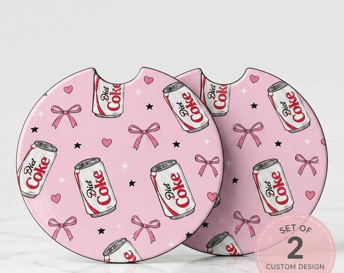Diet Coke Car Coasters Set of 2, Cute Pink Car Accessories, Cup Holder Coasters, New Driver Gift, Soda Lover Gift