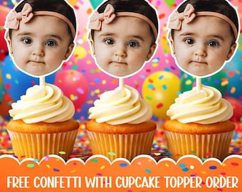 Custom Face Cupcake Toppers, Personalized Birthday Party Decor
