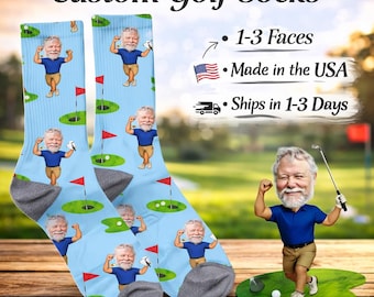 Personalized Golf Face Socks: Custom Photo Golfer Gift