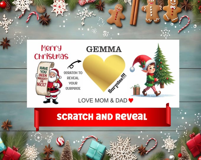Scratch To Reveal Christmas Voucher | Custom Made Scratch Off Personalized Card For Surprise Christmas Gift - Holiday Concert Football Spa