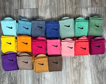Dyed Nike Socks, Crew socks, Dri-FIT, Hand dyed, Casual socks, Colorful socks, Summer socks, Socks pack, Colors, Nike swoosh, Gift