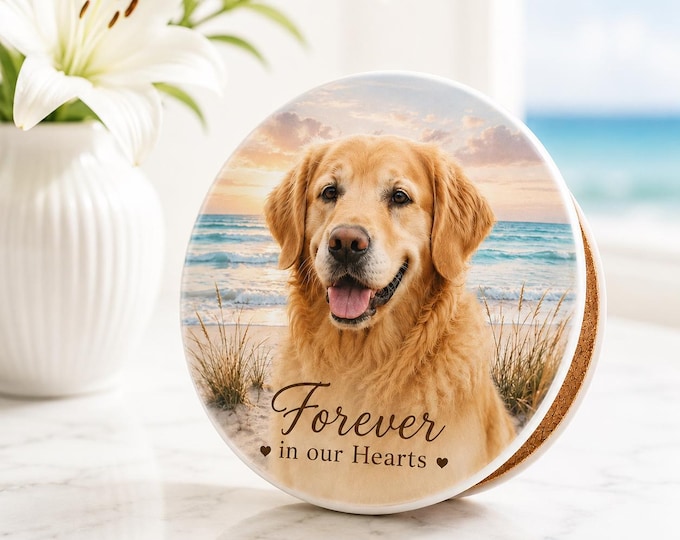 Pet Memorial Coaster with Photo, Personalized Dog Cat Loss Gift, Sympathy Keepsake for Pet Passing, Rainbow Bridge Gift, Pet Remembrance