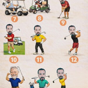 Adesivi da golf personalizzati, adesivo fotografico da golf, adesivo personalizzato con volto da golfista, regalo per gli amanti del golf, decalcomania per carrello da golf, bomboniera per feste di tornei di golf immagine 8