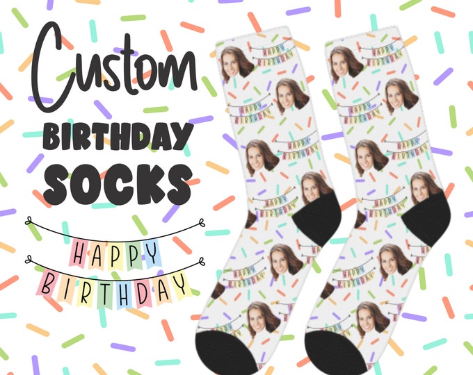 Custom Birthday Face Socks, Personalized funny socks with face, Customize socks for birthday, birthday custom socks, custom face socks, face