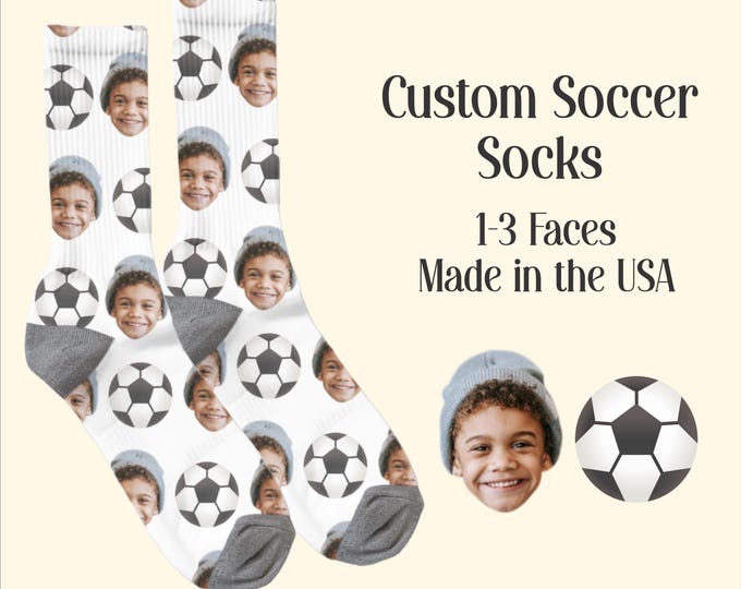Personalized Face Soccer Socks: Custom Photo Sports Gift