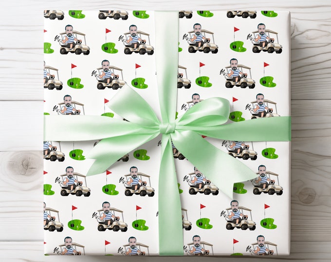 Custom Face Golf Wrapping Paper, Custom Golf Gift Wrap, Golf lover wrapping paper, Golf Wrapping paper, Custom face gift wrap, Golfer, golf