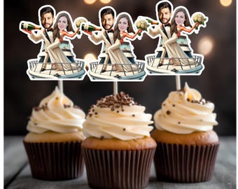 Bride and Groom Cupcake Toppers | Bachelorette | Bachelor | Engagement | Wedding | Bridal Shower | Cupcake Toppers | Bride | Groom