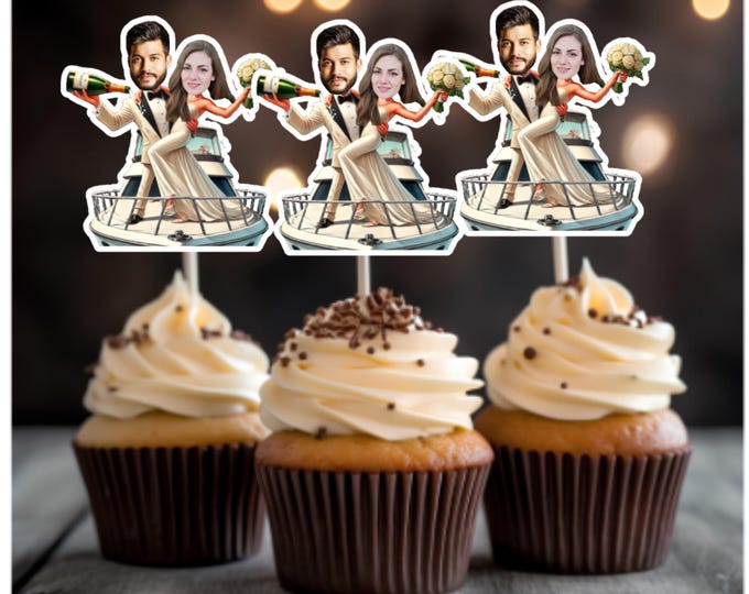 Bride and Groom Cupcake Toppers | Bachelorette | Bachelor | Engagement | Wedding | Bridal Shower | Cupcake Toppers | Bride | Groom