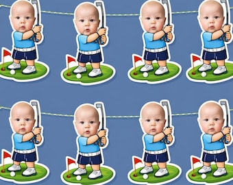 Custom Golf Birthday Banner Photo Face Golfer Garland Kids Golf Theme Party Decorations