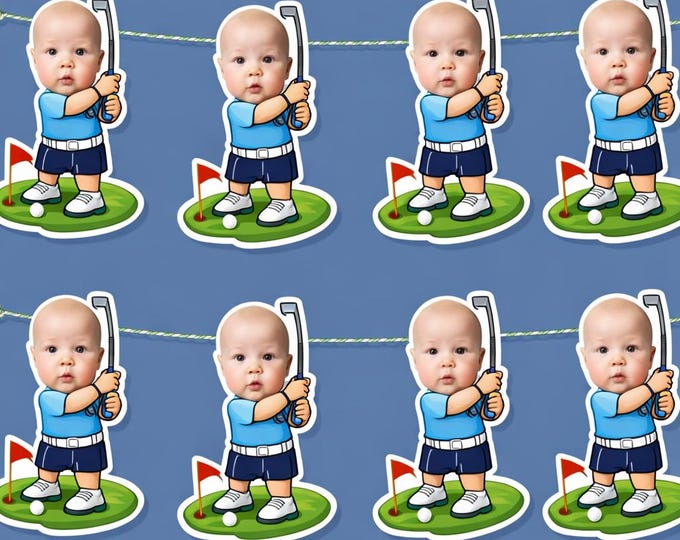 Custom Golf Birthday Banner Photo Face Golfer Garland Kids Golf Theme Party Decorations