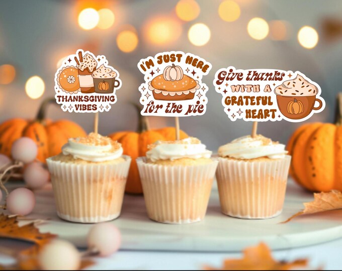 Thanksgiving cupcake,cupcake toppers, Thanksgiving decorations, Turkey Day, Gobble till you wobble, Instant download, Printable Thanksgiving