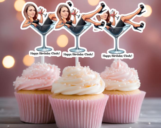 Custom Face Birthday Cupcake ToppersPersonalized Birthday Cupcake ToppersBirthday cupcake ToppersCustom Face Cupcake Toppers