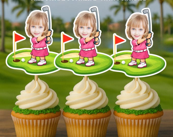 Custom Golf Cupcake Toppers: First Birthday Party Decor (Digital Download)