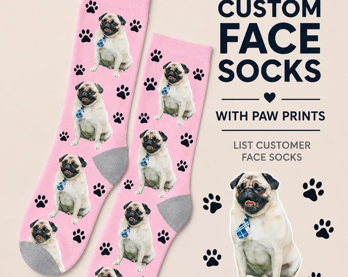 Personalized Pet Face Crew Socks – Custom Dog or Cat Photo Socks
