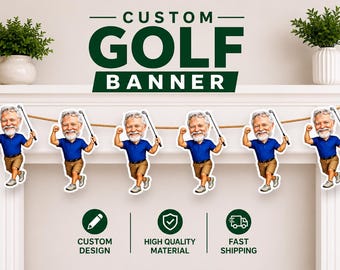 Custom Golf Face Banner – Personalized Photo Party Decor