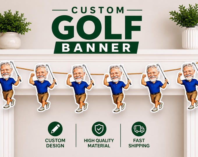 Custom Golf Face Banner – Personalized Photo Party Decor