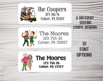 Custom Face Golf Address Labels Funny Golfer Return Labels for Envelopes Personalized Golf Stickers for Mailing Packages