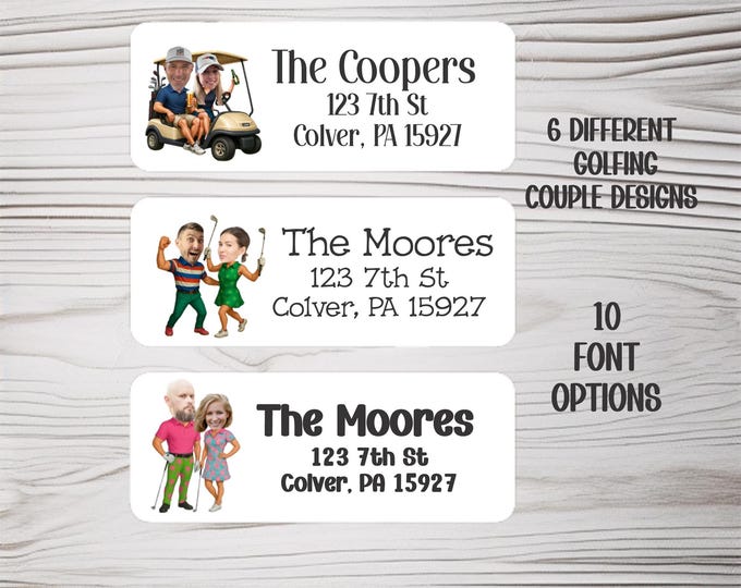 Custom Face Golf Address Labels Funny Golfer Return Labels for Envelopes Personalized Golf Stickers for Mailing Packages