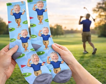 Personalized Golf Face Socks: Custom Photo Golfer Gift
