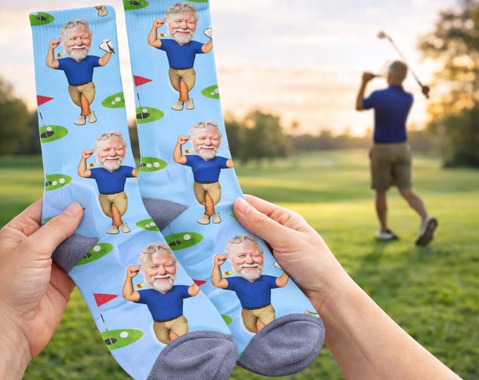 Personalized Golf Face Socks: Custom Photo Golfer Gift