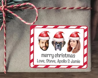 Custom Face Present Stickers | From Santa Stickers | Christmas Gift Stickers | Kids Christmas Stickers, family gift stickers, gift stickers