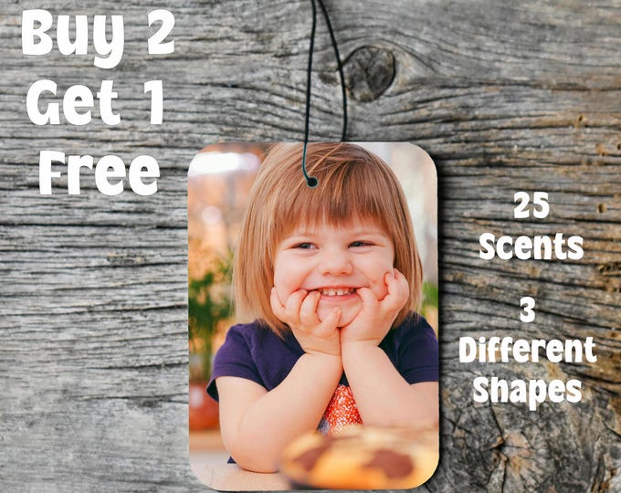 Custom Photo Air Freshener-Double Sided with 1-2 Different Pics Per Freshie -Personalized-Cute Mirror-Your Photo-Car Scent-Truck
