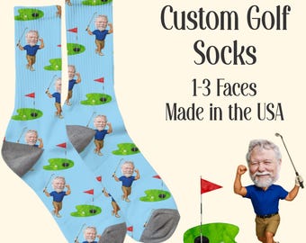 Personalized Golf Face Socks: Custom Photo Golfer Gift
