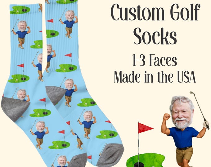 Custom Golf Face Socks Personalized Photo Golfer Gift Funny Sports Socks Unique Golf Tournament Favor for Men Custom Face Socks