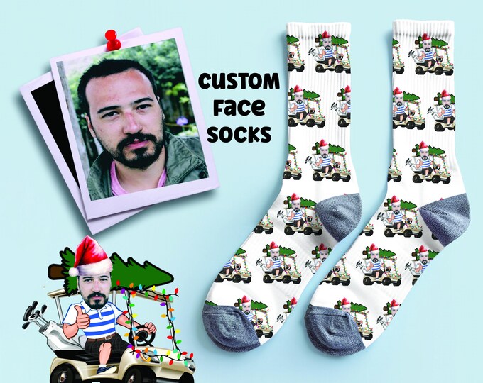 Custom Face Christmas Golf socks Personalized photo Socks, Custom Photo Socks, Photo Socks, Faces on socks, Golf socks, Christmas Socks