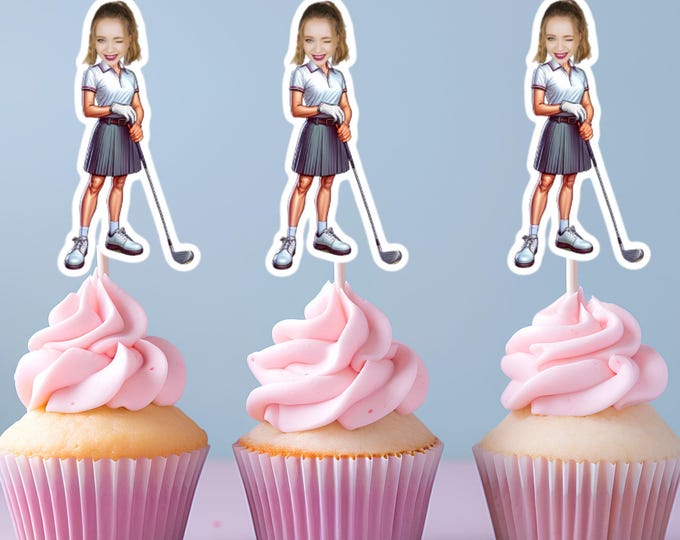 Custom Golf  Cupcake Toppers - Custom Birthday Party Cupcake Toppers, Golf Toppers, Cake Muffin Topper, Cupcake Topper, Golfer, woman golfer
