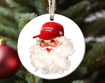 MAGA Santa Trump Ornament Gift, 45 47 Trump Ornament, President Trump 2024 Ornament, Trump Gift, Trump Vance Christmas Gift, Republican Gift