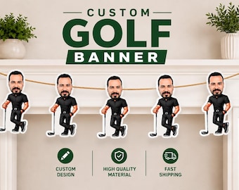 Custom Face Golf Banner, Personalized Party Decoration