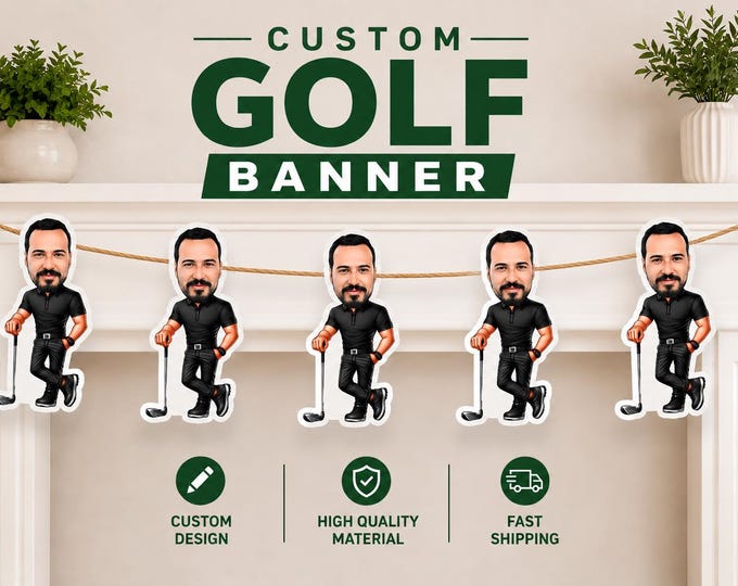 Custom Face Golf Banner, Personalized Party Decoration