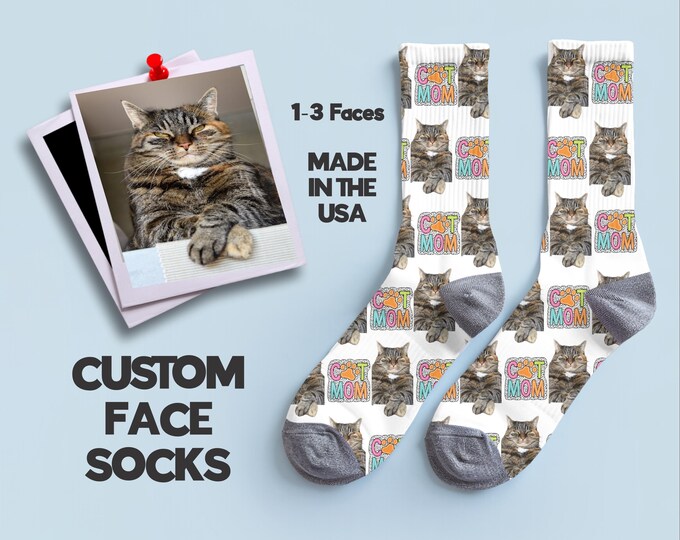 Custom Cat Socks, Cat Photo Socks, Cat Socks, Cat Gift, Personalized Socks, Cat Gift Socks, Customized Pet Socks, Dog Cat Face Socks