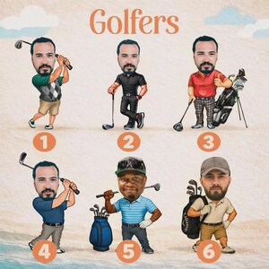 Adesivi da golf personalizzati, adesivo fotografico da golf, adesivo personalizzato con volto da golfista, regalo per gli amanti del golf, decalcomania per carrello da golf, bomboniera per feste di tornei di golf immagine 7