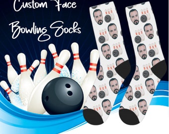 Custom Bowling socks, custom face socks, Bowling socks, face socks, photo socks, custom socks, Bowling,  team socks, sports socks