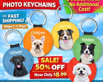 Custom Pet Photo Keychain Double Sided, Dog Photo Keychain, Personalized Cat Keychain, Custom Pet Gift, Dog Memorial Gift