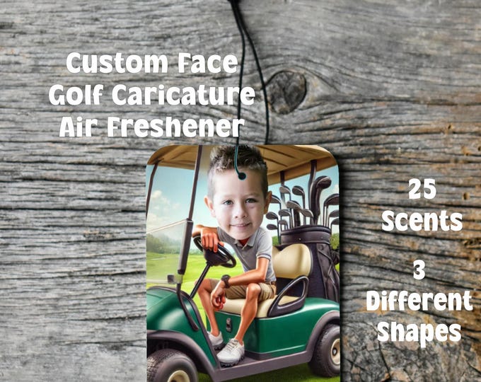 Custom Face Golf Air Freshener, Custom Golf , Custom Air Freshener, Caricature, Golf Caricature Air Freshener, Golf Caricature